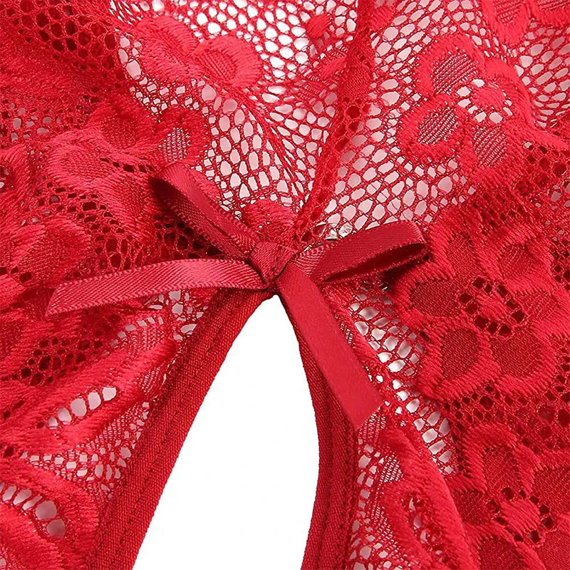 Ropa interior sin entrepierna Porno para mujer, recorte de encaje transparente, disfraces erÃ³ticos de peluche, lencerÃ­a Sexy, sujetador abierto en V profundo, vestido de muÃ±eca para bebÃ©