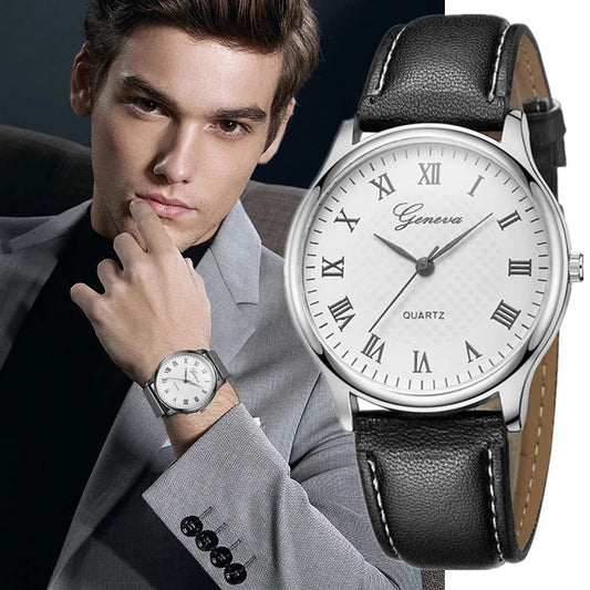 Relojes de lujo para hombre, reloj de cuarzo de cuero negro, rosa y dorado, pulsera deportiva de negocios para mujer, reloj masculino, reloj de regalo para hombre