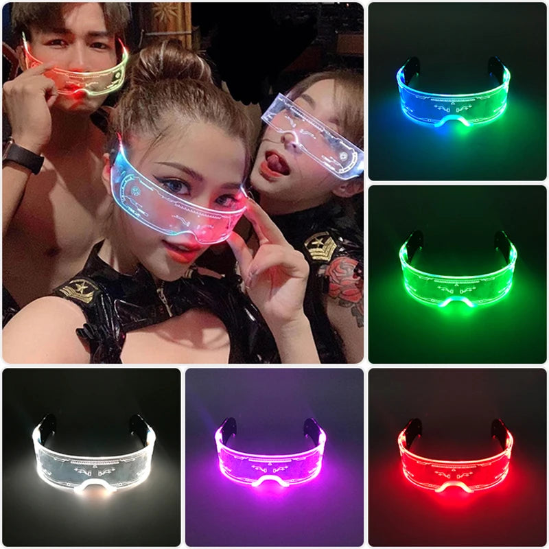 Gafas luminosas coloridas con luz LED, lentes de neón brillantes, parpadeantes para fiesta, club nocturno, DJ, decoración de fiesta de baile