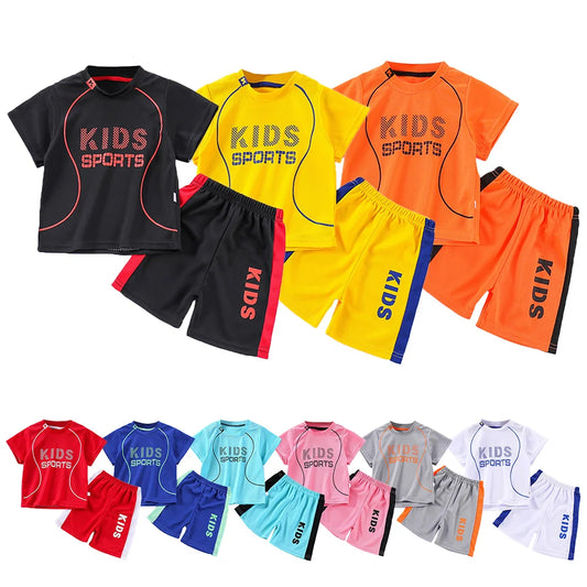 Conjunto de ropa para niños, traje de verano de manga corta, conjunto de fútbol de secado rápido, ropa deportiva para niño y niña, suave y transpirable de 1 a 12 años