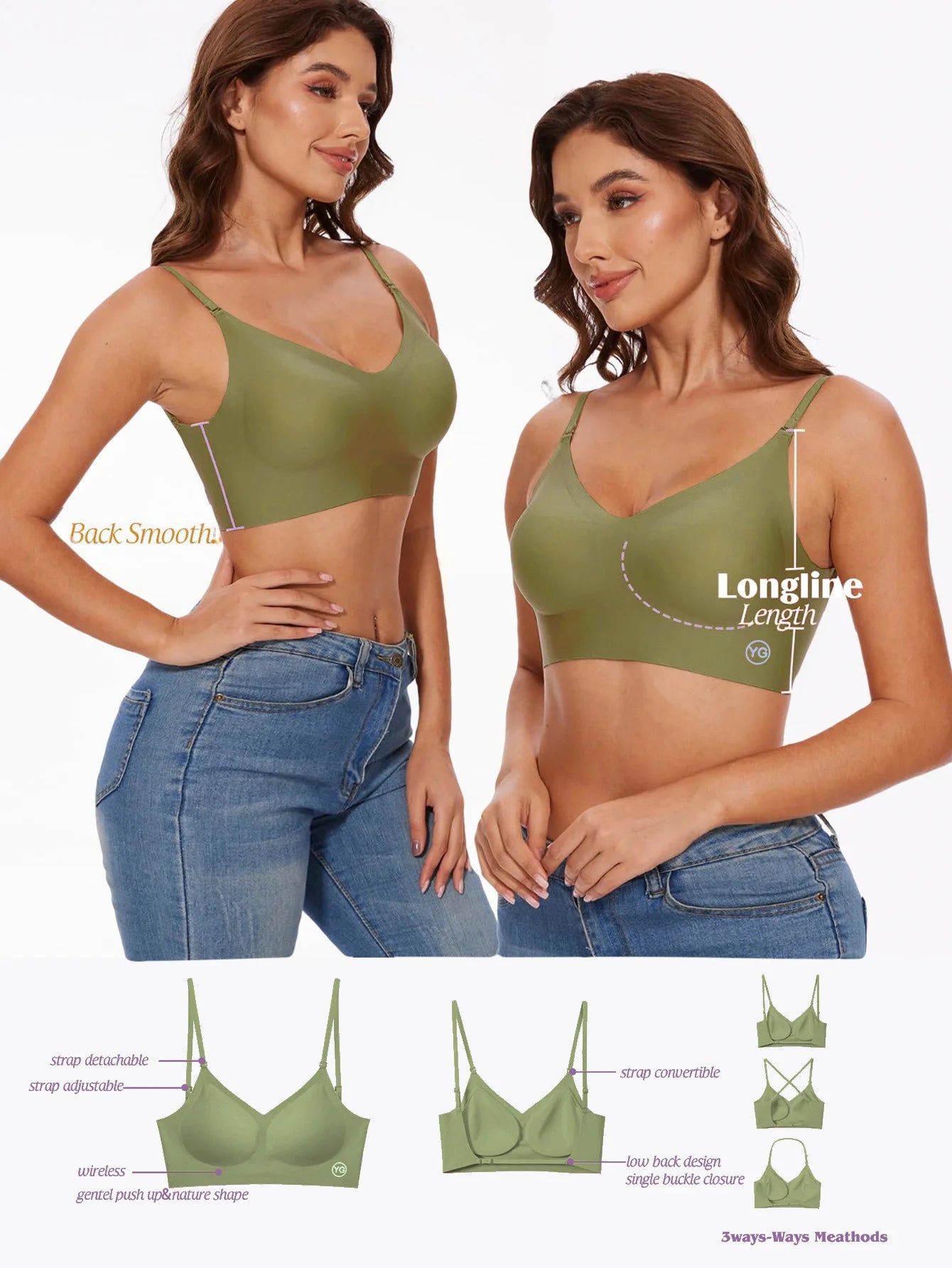 Sujetador Invisible para mujer, sujetadores con escote en U profundo, Top sin espalda para vestidos, lencería Sexy con correa transparente, ropa interior push-up sin tirantes