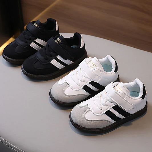 Zapatos deportivos de moda para niños, zapatillas ergonómicas de cuero PU para niños, zapatillas de deporte de suela blanda para niños, zapatillas de tenis para niños y niñas