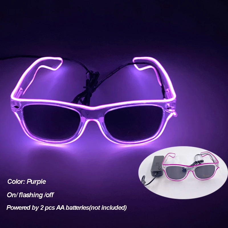 Gafas luminosas coloridas con luz LED, lentes de neón brillantes, parpadeantes para fiesta, club nocturno, DJ, decoración de fiesta de baile