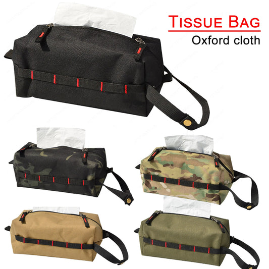 Caja de pañuelos de tela Oxford impermeable, dispensador de pañuelos faciales, soporte de caja, bolsa de almacenamiento para acampar al aire libre y senderismo