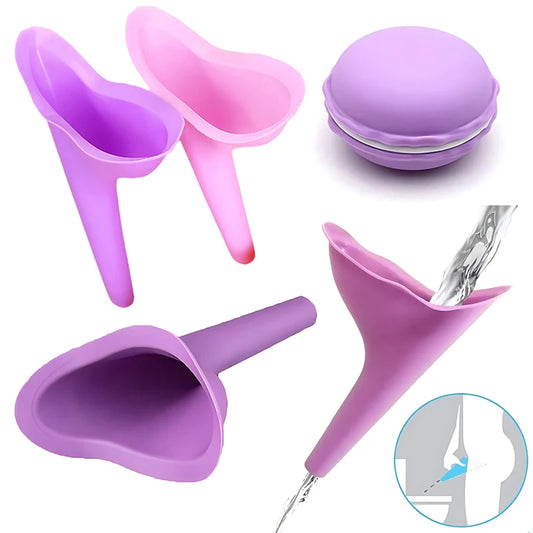 Juego de embudo de silicona reutilizable, embudo para orinar de pie de silicona rosa/morado con caja de almacenamiento de Color aleatorio, viaje, Camping, Hotel, ZYF, 1 ud.