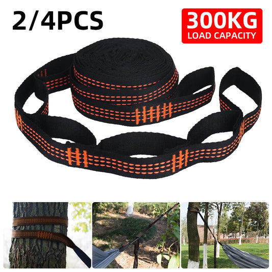 2/4 Uds correas de hamaca correas de poliéster reforzadas especiales 5 anillos correas de hamaca de Camping al aire libre negras con púas de alta carga