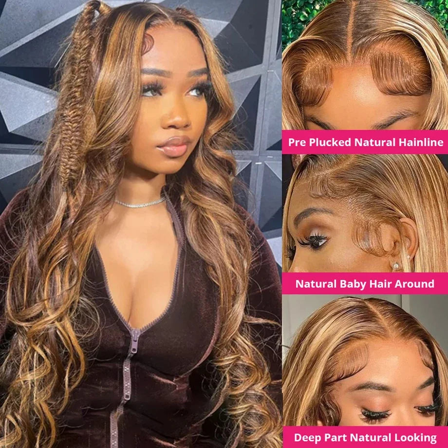 Peluca ondulada de cabello humano brasileño para mujeres negras, postizo de encaje Frontal 13x4, rubio miel, 13x6, HD, oferta