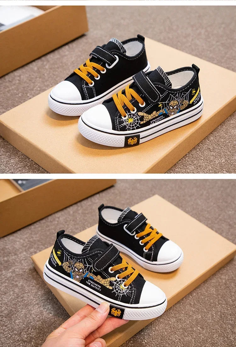 Zapatos de lona Disney para niños, zapatillas de deporte de Spiderman para niños, zapatos antideslizantes para estudiantes, zapatos deportivos de fondo suave para exteriores