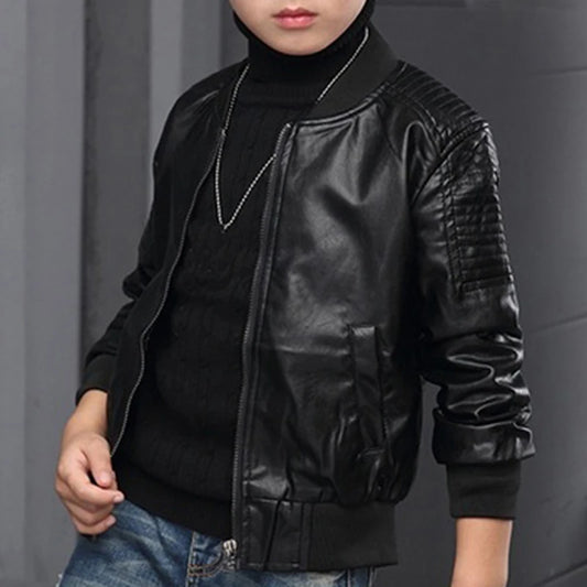 Abrigos para niÃƒÂ±os, moda de otoÃƒÂ±o e invierno, chaqueta de cuero PU de algodÃƒÂ³n cÃƒÂ¡lida de terciopelo para niÃƒÂ±os coreanos, chaqueta para niÃƒÂ±os de 3 a 8 aÃƒÂ±os, prendas de vestir exteriores