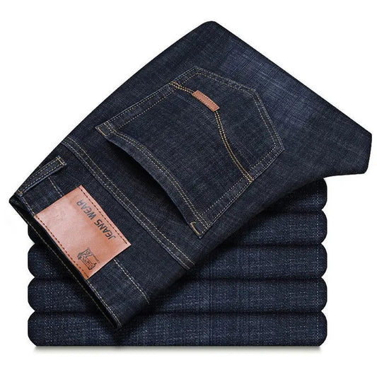 2025New hombres pantalones vaqueros elÃ¡sticos hombre clÃ¡sico elasticidad pantalones vaqueros de negocios hombres moda cÃ³moda sÃ³lido delgado recto pantalones vaqueros largos