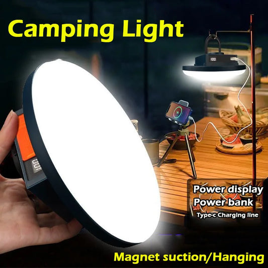 Luz LED recargable para acampar con absorción magnética, Banco de energía de doble uso, lámpara colgante, iluminación de emergencia