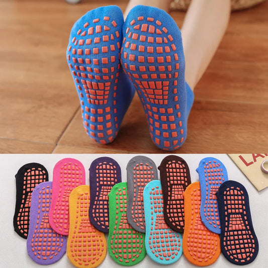 Calcetines antideslizantes para niños y adultos, calcetines de trampolín para padres e hijos, calcetines de algodón elásticos, calcetines deportivos para niños y niñas