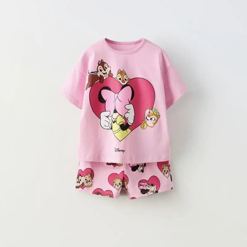 Conjunto de 2 piezas de ropa de Mickey para niños, traje de manga corta para niños, chándal de moda Popular, Disney, nuevo estilo, Verano