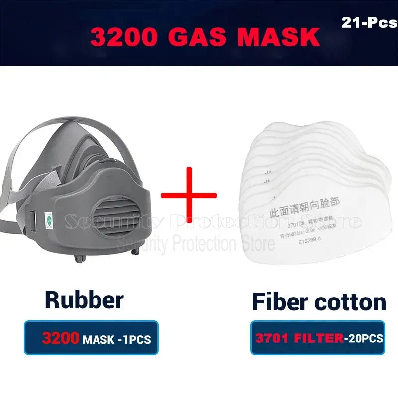 Mascarilla antipolvo de media cara 21 en 1, respirador a prueba de polvo, mÃƒÂ¡scara de goma de seguridad para el trabajo, filtro de algodÃƒÂ³n para casa DIY, constructor de carpintero limpio Pol