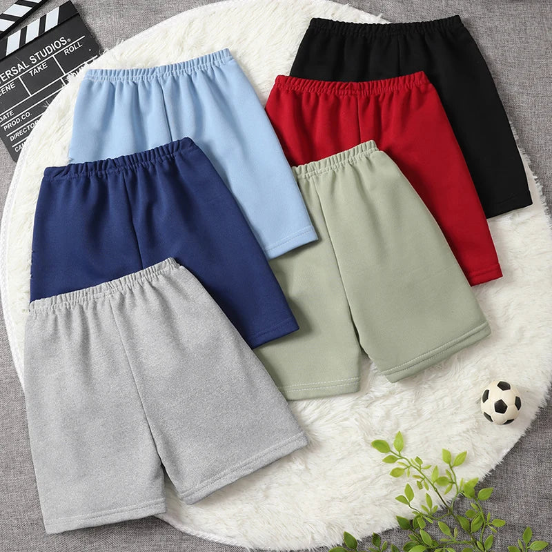 1/3/6 Pcs Children's Solid Color Drawstring Strap Shorts Boy Casual Fashion Pants Girl Joker Comfortable Elastic Waist Pants