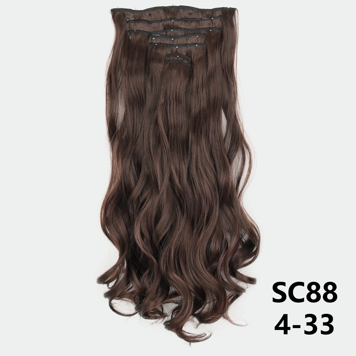 Extensiones de cabello sintÃƒÂ©tico largo y recto para mujer, 16 Clips, 7 unidades/juego, fibra de alta temperatura, negro, marrÃƒÂ³n, Rubio