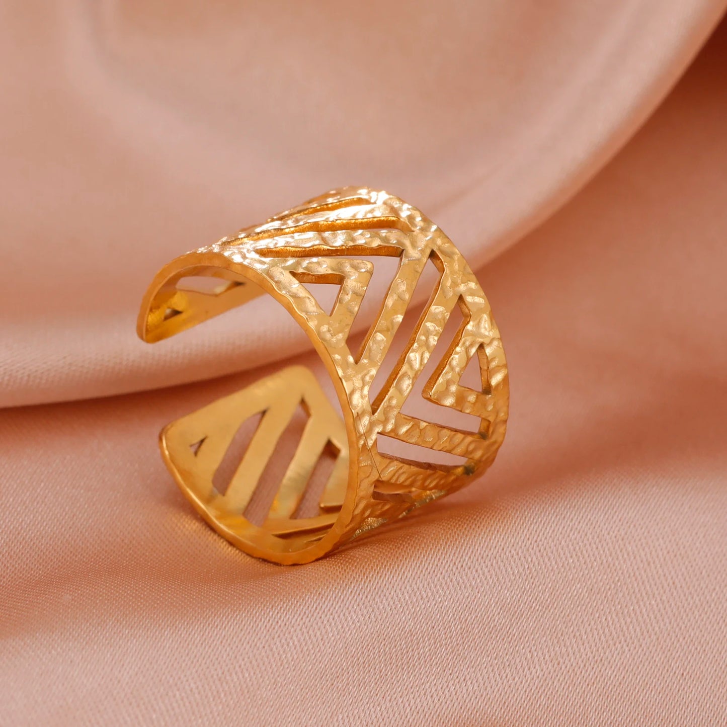 Skyrim-anillos de acero inoxidable para mujer, corazÃ³n geomÃ©trico, estÃ©tico, ajustable, abierto, joyerÃ­a de fiesta, regalos al por mayor