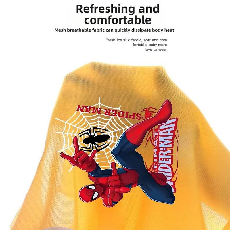 Conjuntos de ropa de baloncesto transpirable de secado rápido para niños, camiseta de Anime Spiderman, pantalones cortos, traje de 2 uds, trajes para niños, verano