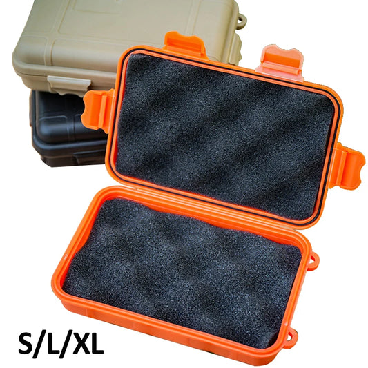 Caja de supervivencia sellada impermeable de plástico para exteriores, contenedor para acampar, caja de almacenamiento de viaje al aire libre, bolsa de aparejos de pesca, tamaño S/L/XL