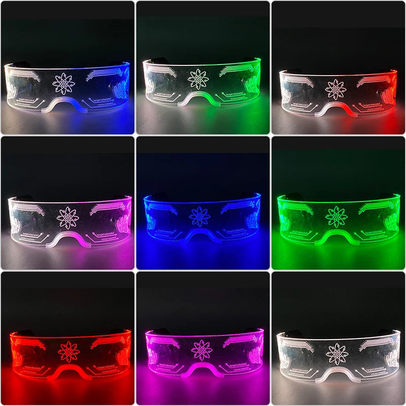 Gafas luminosas coloridas con luz LED, lentes de neón brillantes, parpadeantes para fiesta, club nocturno, DJ, decoración de fiesta de baile