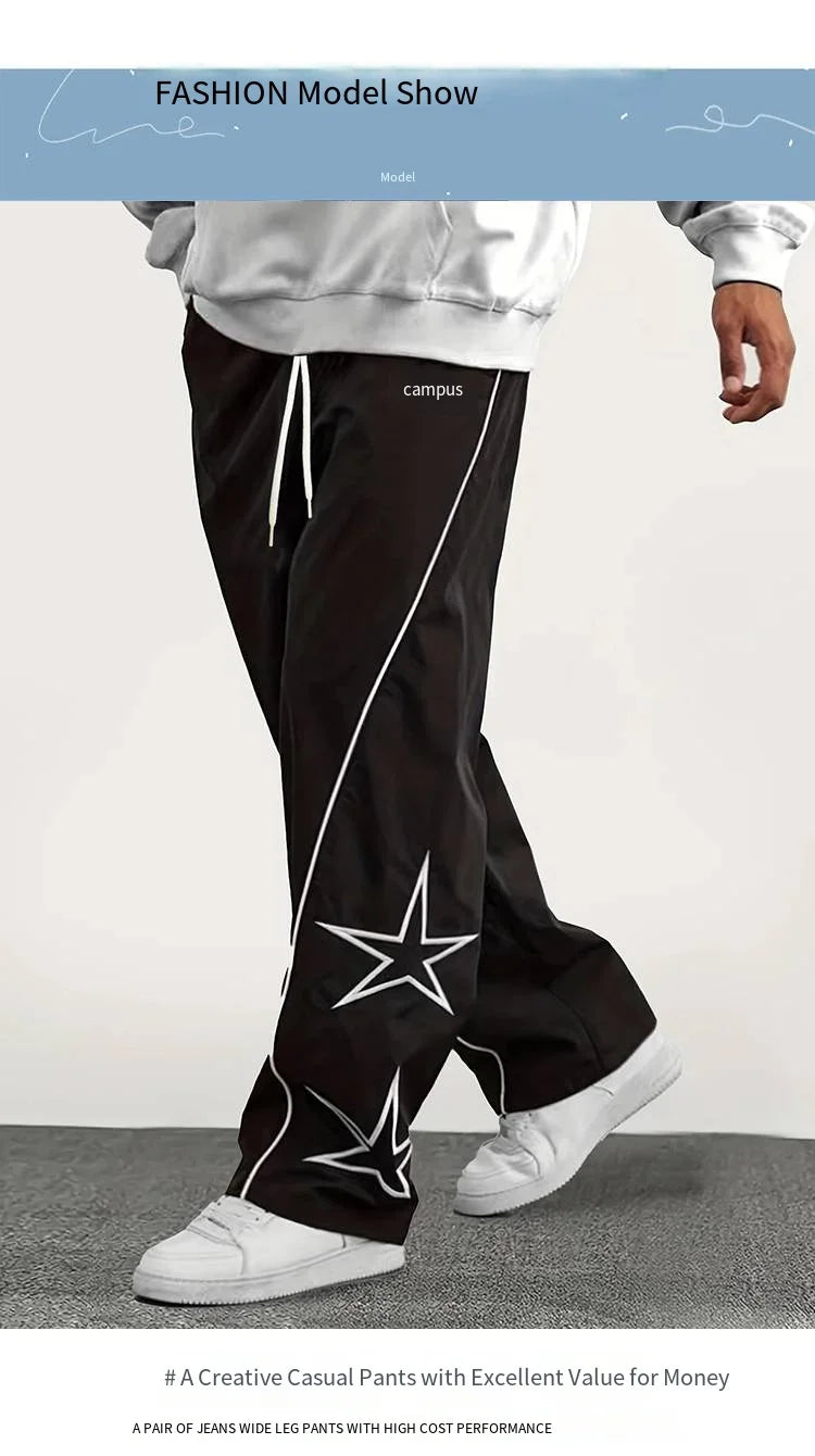 Pantalones de paracaidista deportivos de seda helada para hombre, pantalones de trabajo rectos con cordones, pantalones sueltos, pantalones informales para exteriores, primavera y verano