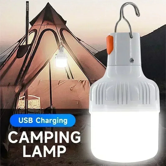 Luz de emergencia de 60W, suministros para acampar al aire libre, Edc, bombilla LED recargable por USB para exteriores, linterna para senderismo, entretenimiento deportivo
