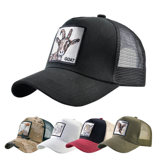 Gorras de camionero de moda con parche de cabra bordado gorra de bÃ©isbol Snapback para las cuatro estaciones para hombres y mujeres gorra con visera ajustable