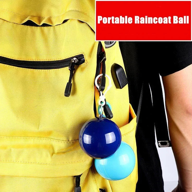 Chubasquero desechable portátil, llavero con bola de compresión, bolsillo para exteriores, Poncho colgante de viaje para adultos, equipo de acampada