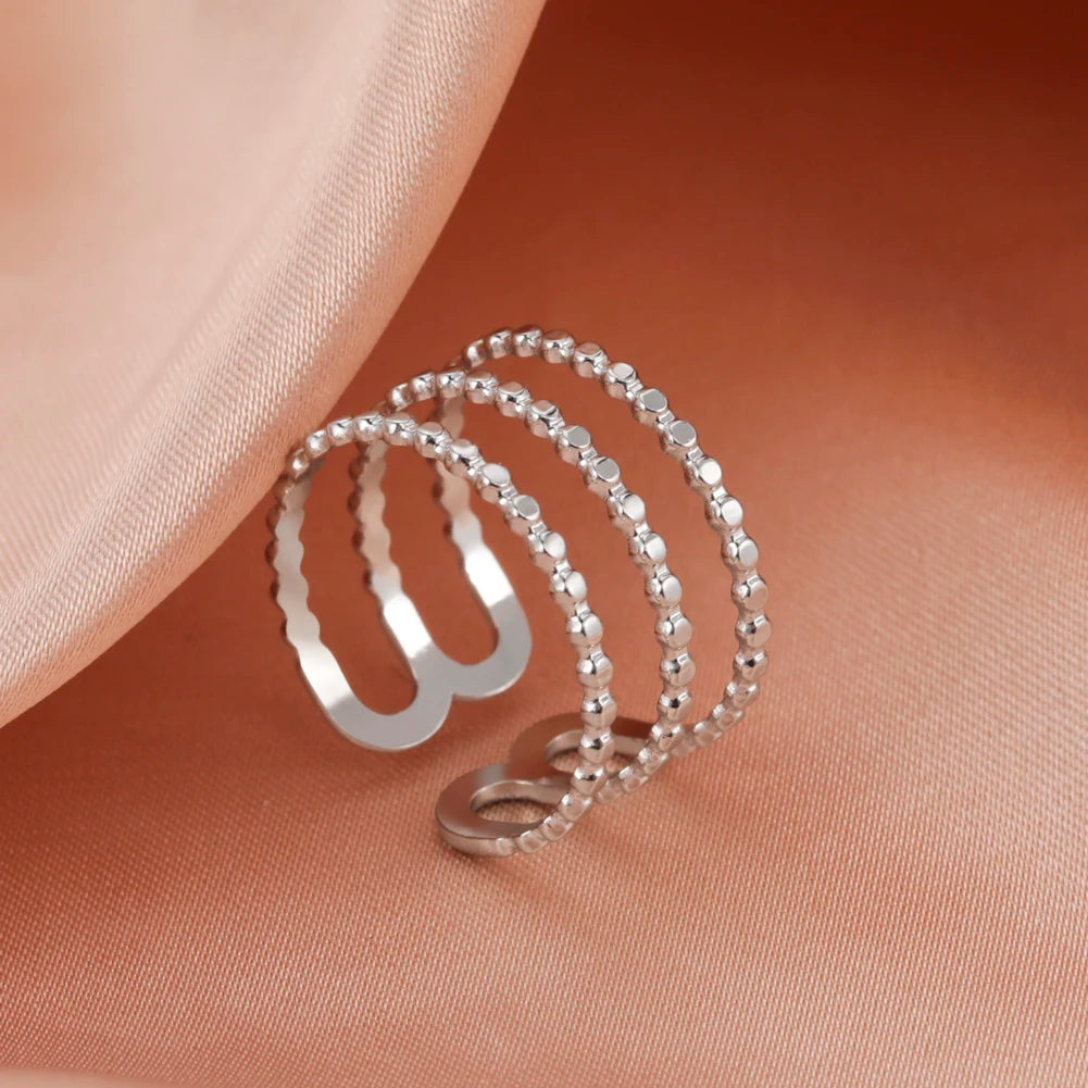 Skyrim-anillos de acero inoxidable para mujer, corazÃ³n geomÃ©trico, estÃ©tico, ajustable, abierto, joyerÃ­a de fiesta, regalos al por mayor