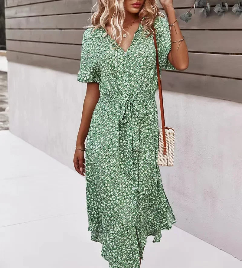 022Vestido Amazon Independent Station Venta rápida Estilo de vacaciones casual Primavera Verano Falda de dobladillo ancho sexy