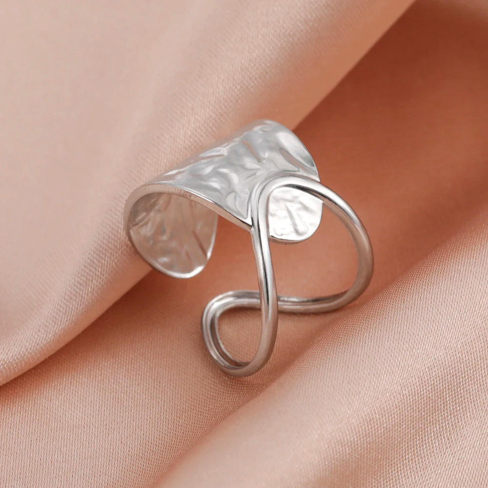 Skyrim-anillos de acero inoxidable para mujer, corazÃ³n geomÃ©trico, estÃ©tico, ajustable, abierto, joyerÃ­a de fiesta, regalos al por mayor