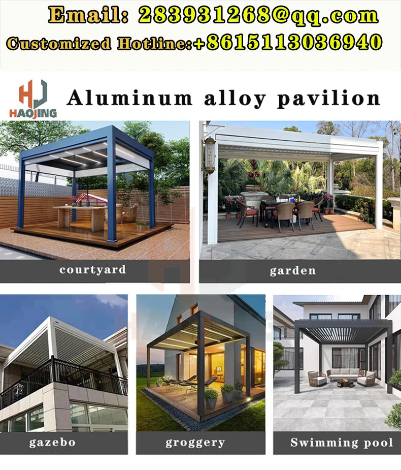 Muebles de jardín para exterior Gazebo da esterno Pavillion de aluminio 3x4 4x4 6x3 blanco Villa balcón Pérgola con persianas de metal personalizada