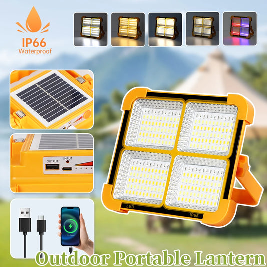 Linterna solar portátil con luces solares recargables por USB para exteriores, luz solar de emergencia para Parkside, viajes, caminatas, luces LED para acampar