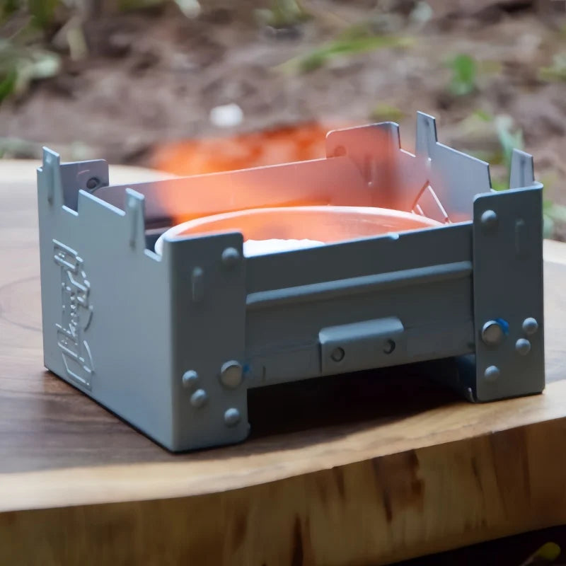 Horno plegable portátil de combustible y Alcohol sólido para exteriores, Mini quemador de Picnic, estufa de Camping de hierro galvanizado, equipo de cocina para acampar