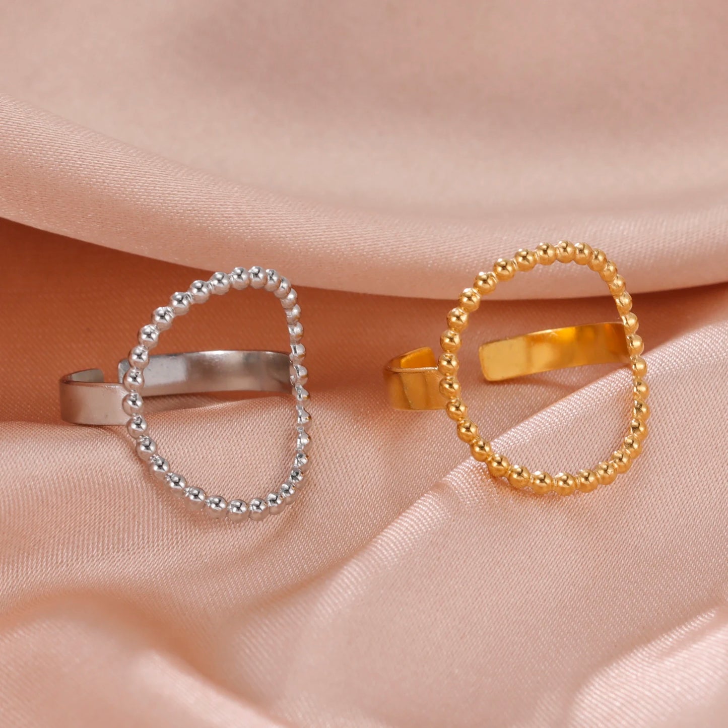 Skyrim-anillos de acero inoxidable para mujer, corazÃ³n geomÃ©trico, estÃ©tico, ajustable, abierto, joyerÃ­a de fiesta, regalos al por mayor