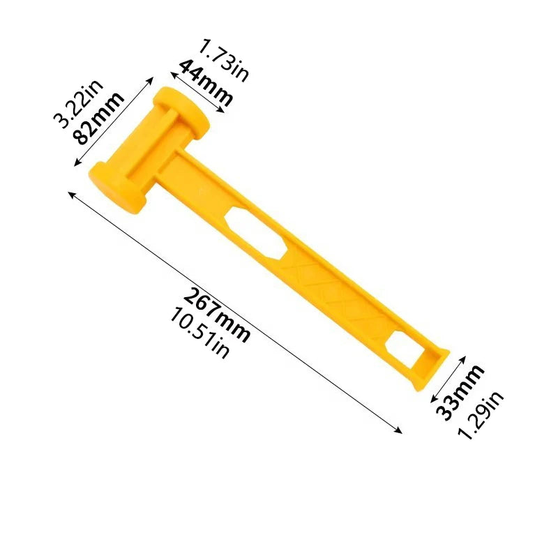 Martillo de camping amarillo, martillo para tienda de campaña, martillo de plástico, martillo portátil para tienda de campaña de plástico de doble cara, para exteriores, accesorio para tienda.