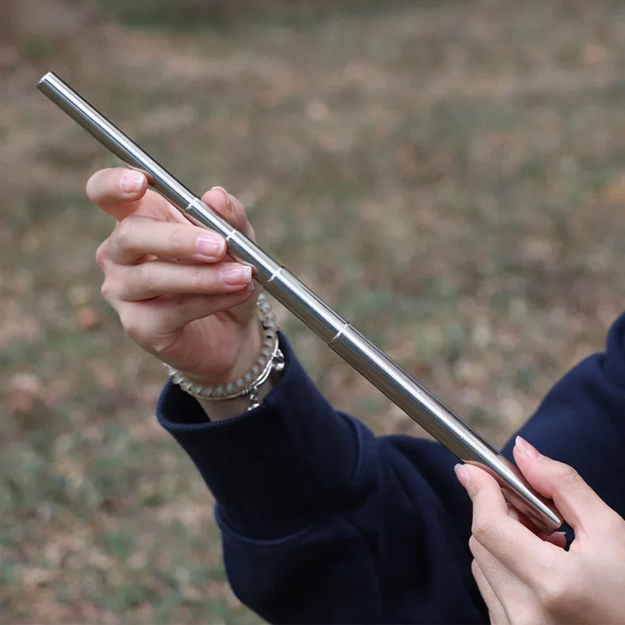 Tubo de soplado de acero inoxidable, fuelle de bolsillo, palo de soplado de aire plegable, herramienta de fuego para fogata, Bushcraft al aire libre, Camping, senderismo, cocina