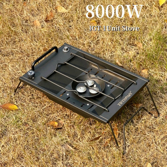 Estufa de Gas para acampar Igt, 1 unidad, quemador de Gas IGT de alta potencia de 8000W, parrilla de brasero plegable, quemador de acero inoxidable, cocina