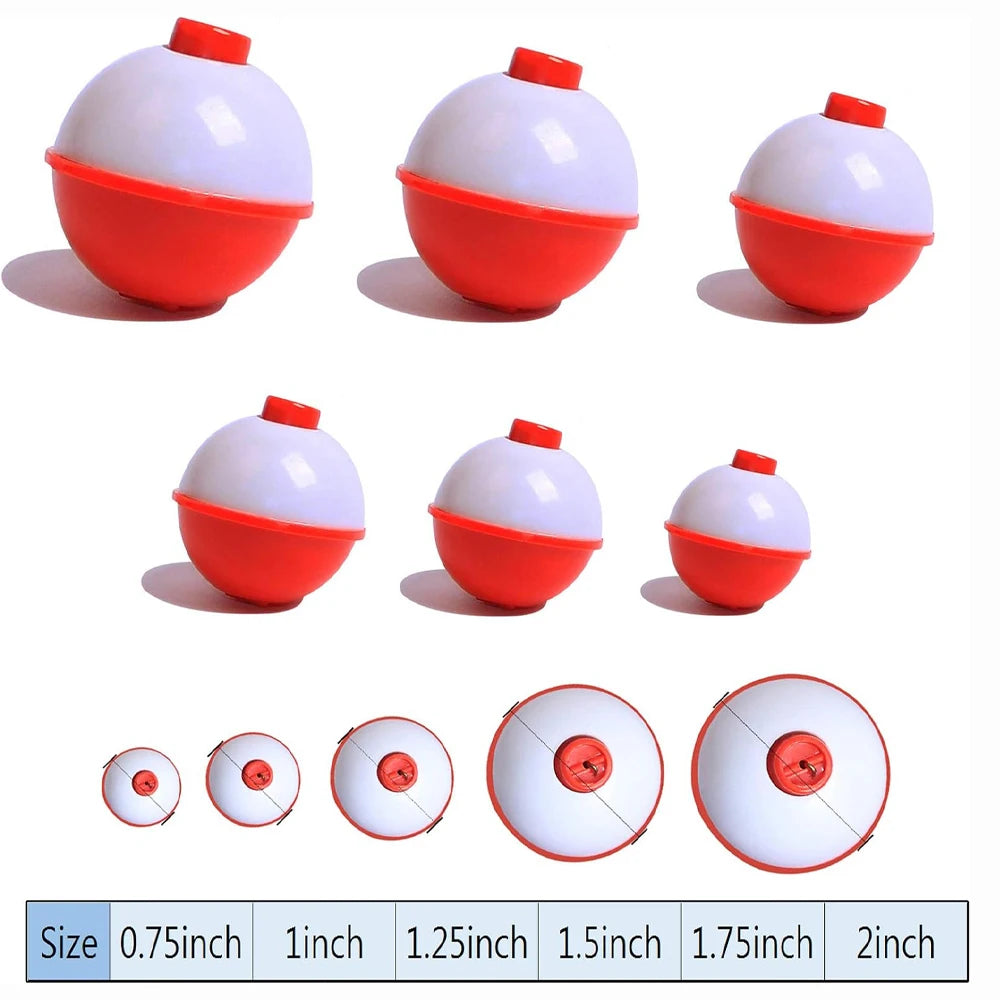 10 Uds. Bobbers de pesca ABS duro rojo/blanco Bobbers deslizantes botÃƒÂ³n de empuje boya redonda flotadores accesorios de aparejos de pesca