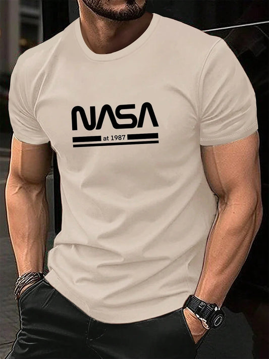 Camiseta de manga corta con cuello redondo para hombre, 100% algodÃ³n, informal, a la moda, holgada, de talla grande, con estampado de letras, deportiva