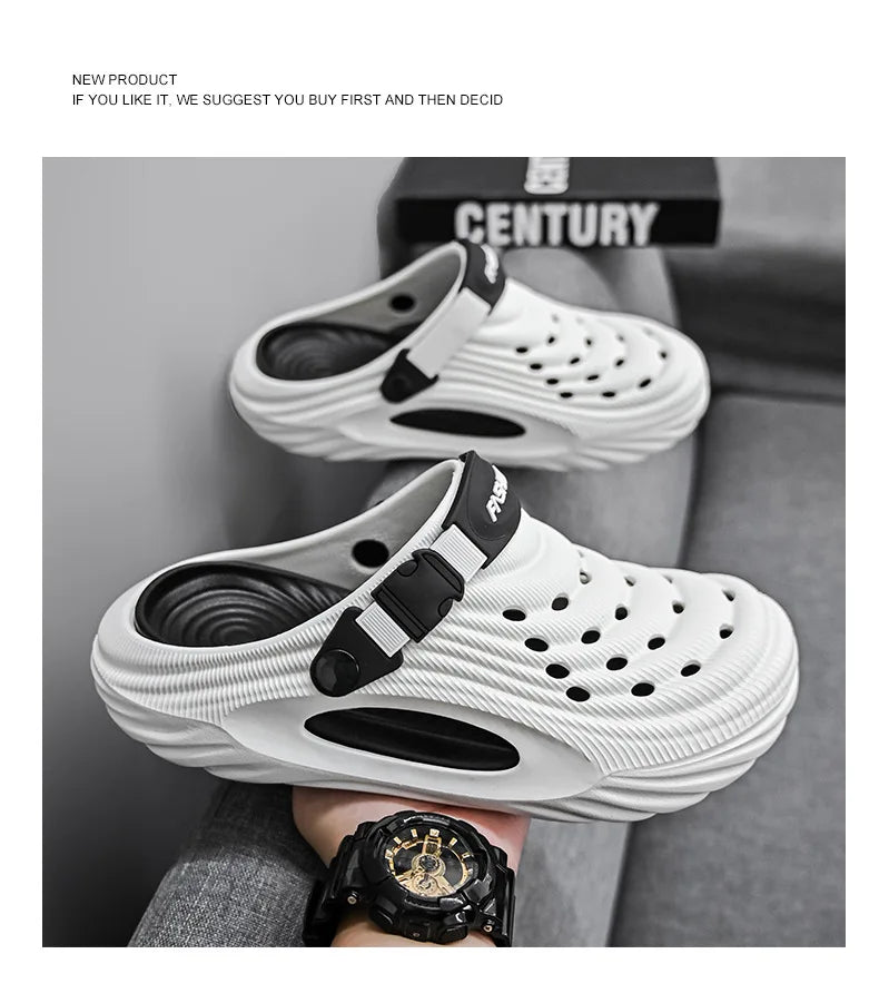 Zuecos con soporte para el arco para hombre, calzado para jardín, zapatillas de playa sin cordones para exteriores, sandalias con cojín cómodo extraíble