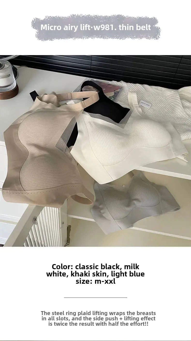 Sujetadores suaves y cómodos para mujer, ropa interior de nailon de apoyo ajustada al aire, sujetador elástico lateral con retroceso cero, ropa interior para mujer