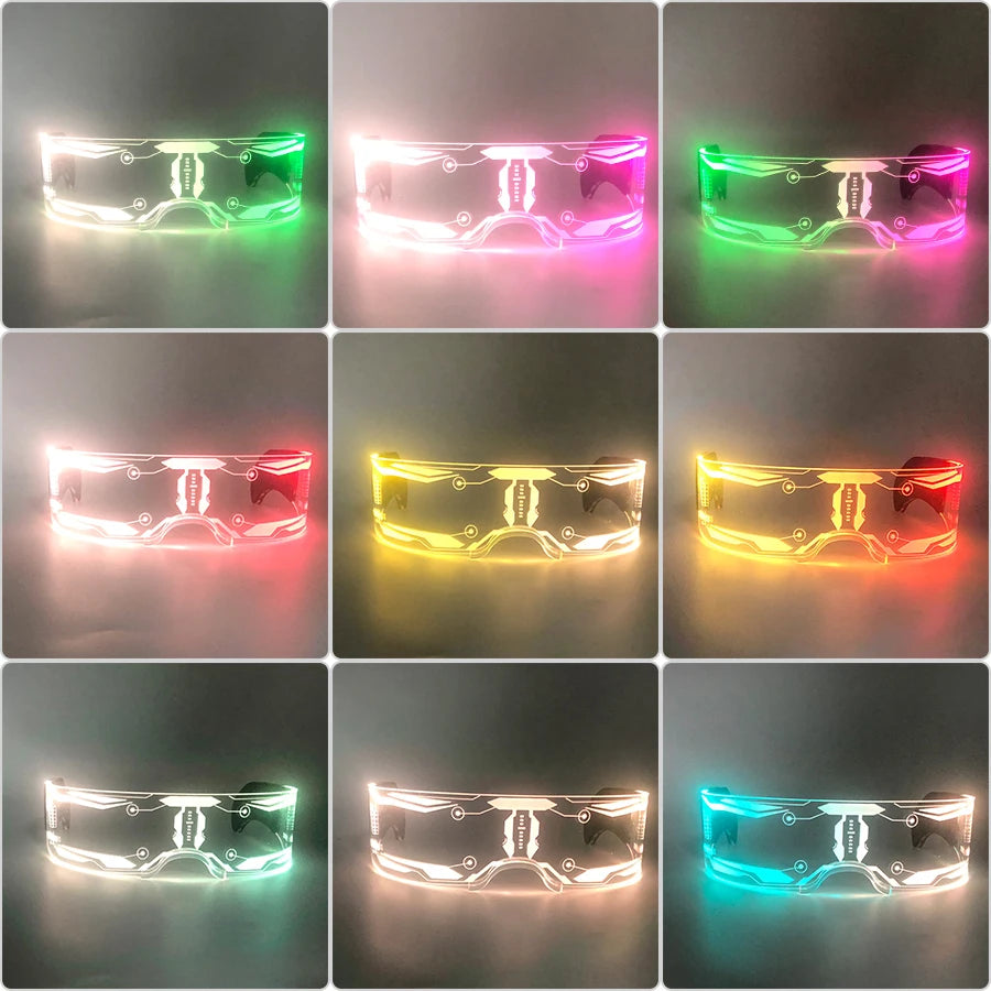 Gafas luminosas coloridas con luz LED, lentes de neón brillantes, parpadeantes para fiesta, club nocturno, DJ, decoración de fiesta de baile