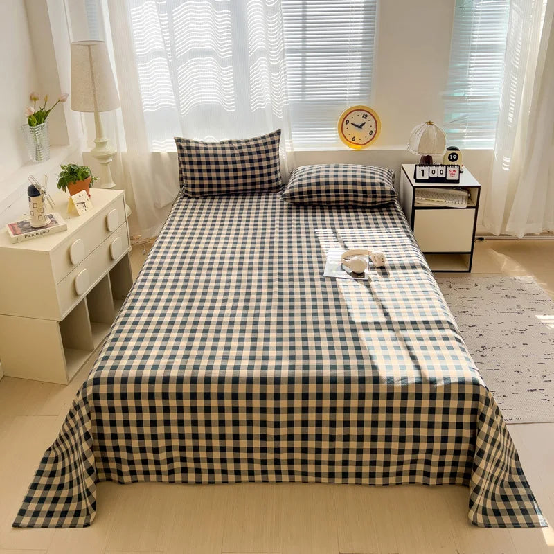 Sábana plana de algodón 100% para cama doble, sábanas superiores lisas de Color sólido, sábanas planas individuales/Queen/King, sábanas de lino para el hogar