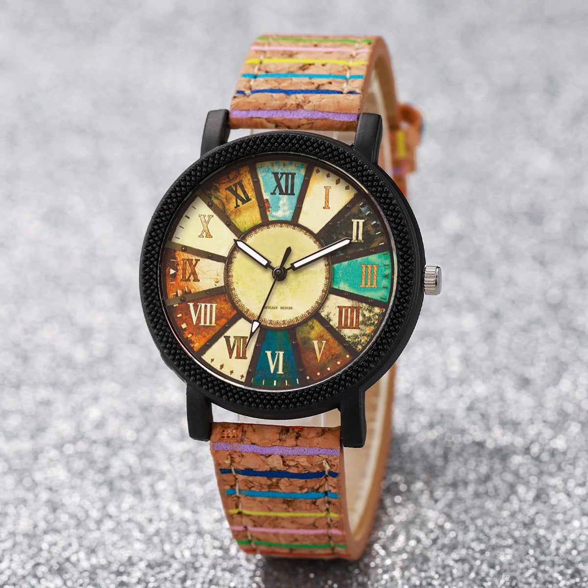 1 reloj de moda para mujer, reloj de cuarzo de imitación de cuero con disco romano Retro