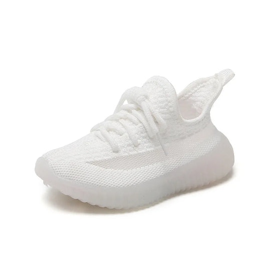 Zapatillas deportivas transpirables para niños y niñas, zapatos de tenis informales de fondo suave, color blanco, para las cuatro estaciones, novedad