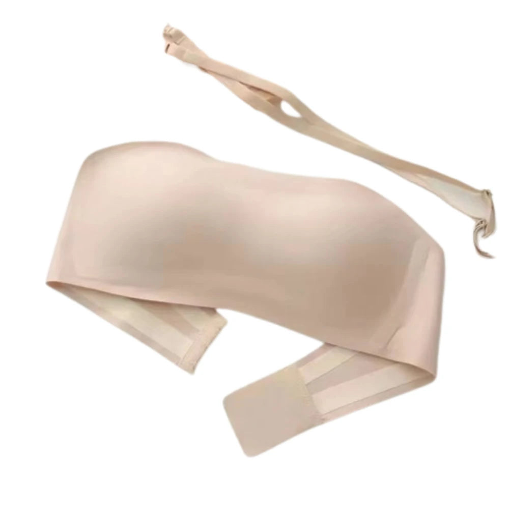 Sujetador envuelto sin tirantes de Color sólido, ropa interior Invisible antideslizante para mujer, lencería femenina fina para boda