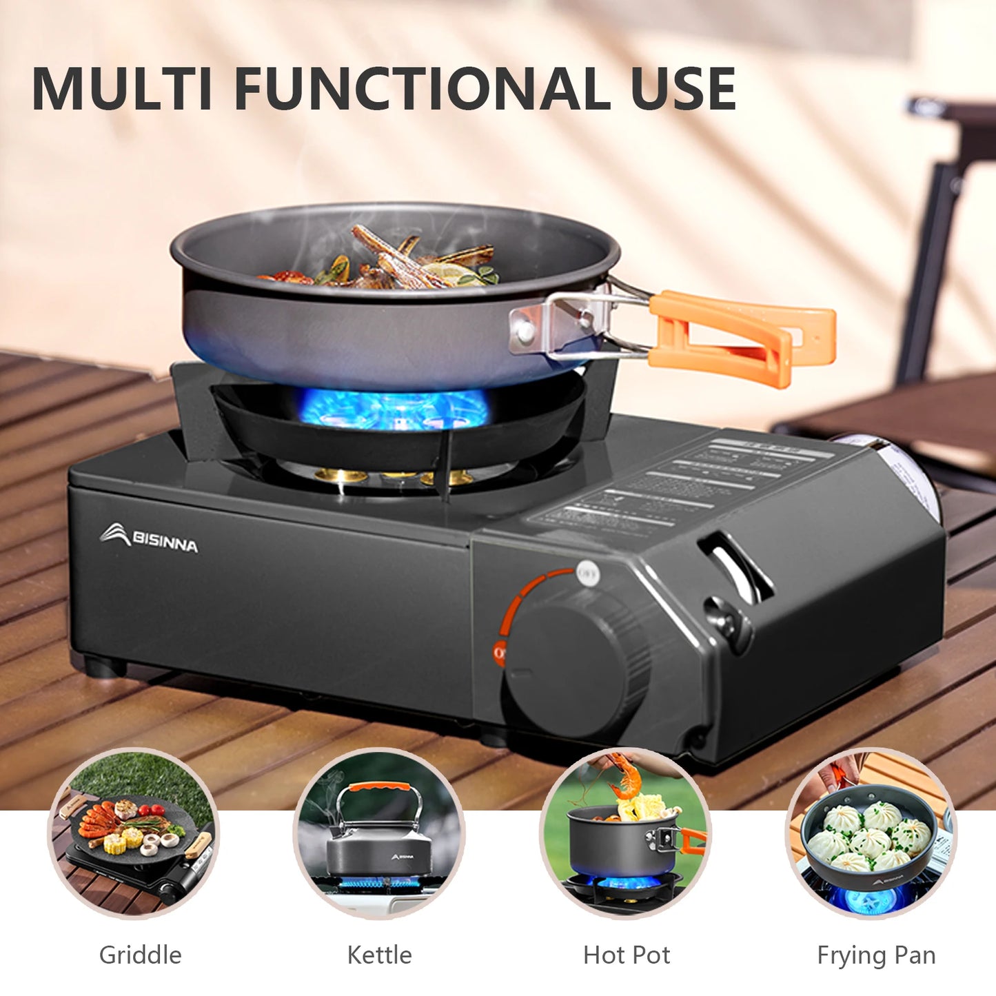 BSWOLF Estufa de gas para acampar, horno de casete portátil de alta potencia de fuego de 5000W, quemador de gas para exteriores para viajes, barbacoa, Picnic