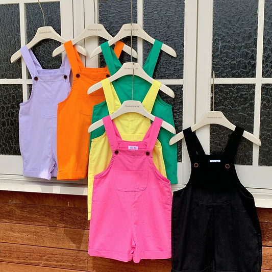 Lindo bebÃƒÂ© niÃƒÂ±os general bebÃƒÂ©s y niÃƒÂ±as pantalones casuales coreanos mono de disfraz de Color caramelo