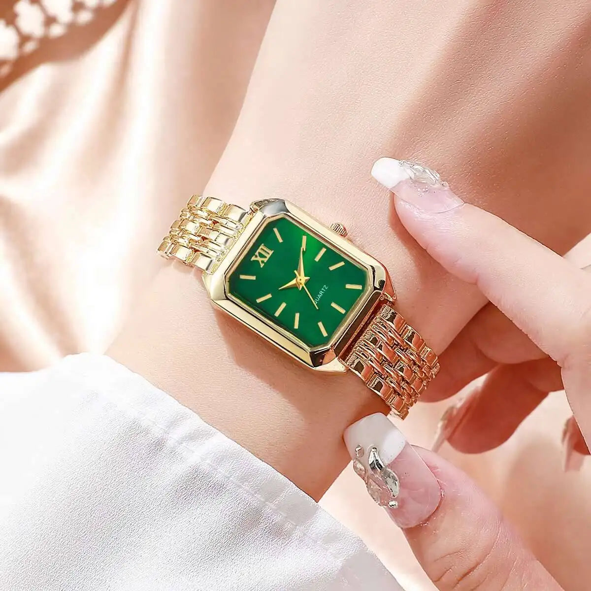 Reloj de cuarzo rectangular a la moda para Mujer, relojes de pulsera analógicos de lujo, Reloj de Mujer para niñas, Reloj de regalo (sin caja)